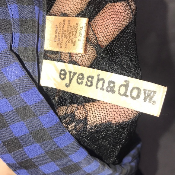 Sheer blk & blu button up w lace back by Eyeshadow - Picture 6 of 8